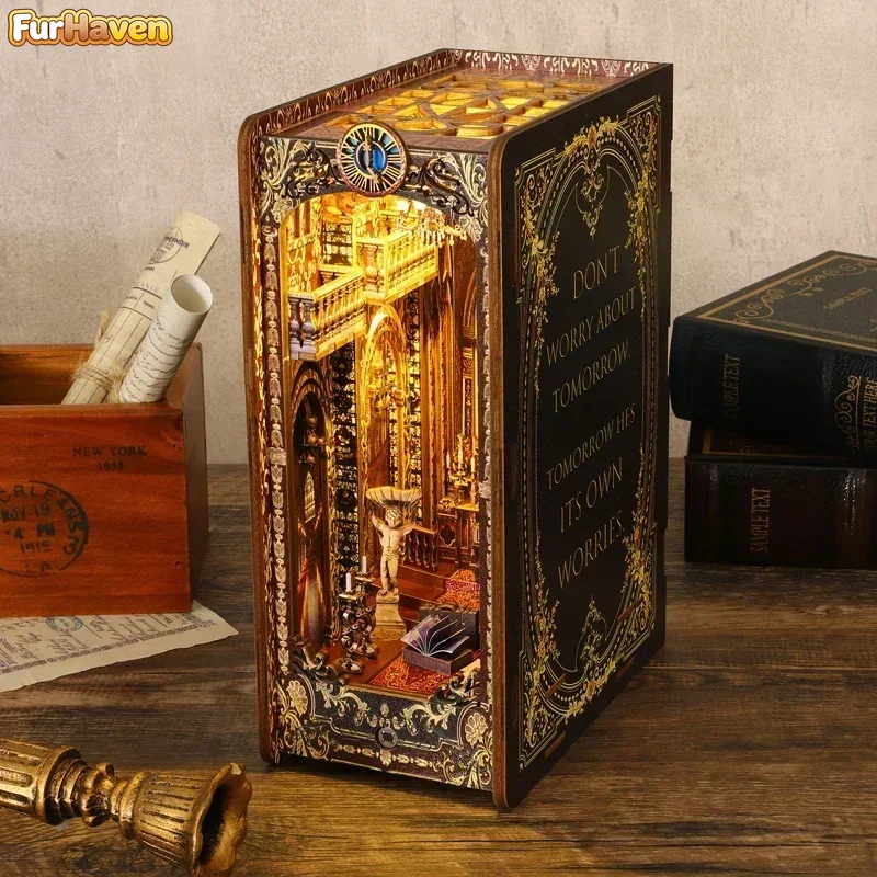 Diy Wooden Book Nook Kit Shelf Insert - Kit Rak Buku Kayu DIY, Penyangga