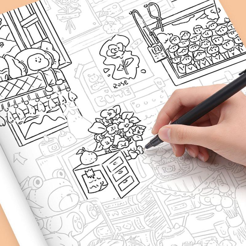 Buku Mewarnai dengan Gambar-ga - Adult Coloring Book Stress Relief ulasan dan harga