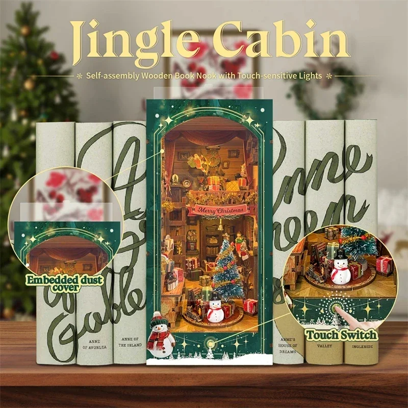 Selamat Natal DIY Rak Buku Min - Diy Wooden Book Nook Kit Shelf Insert ulasan dan harga