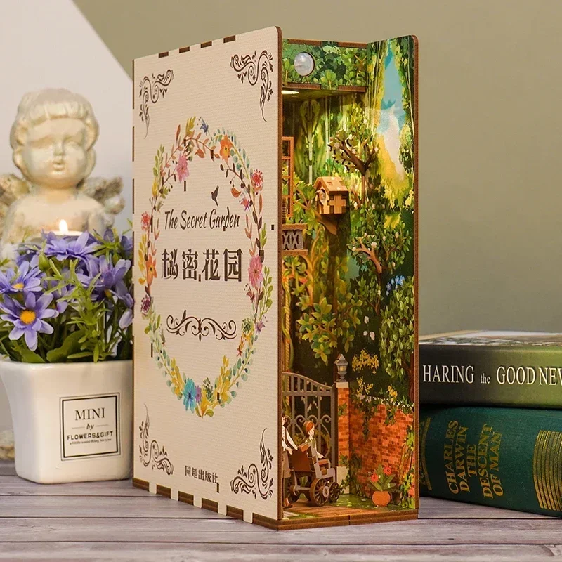 Kit Rak Buku Miniatur DIY dari - Diy Wooden Book Nook Kit Shelf Insert ulasan dan harga